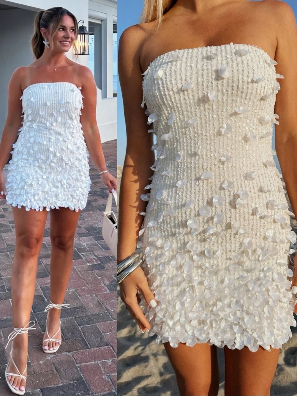 NEW NWT Show Me Your Mumu Savvy Tube Dress Shiny Shell Embellishment White